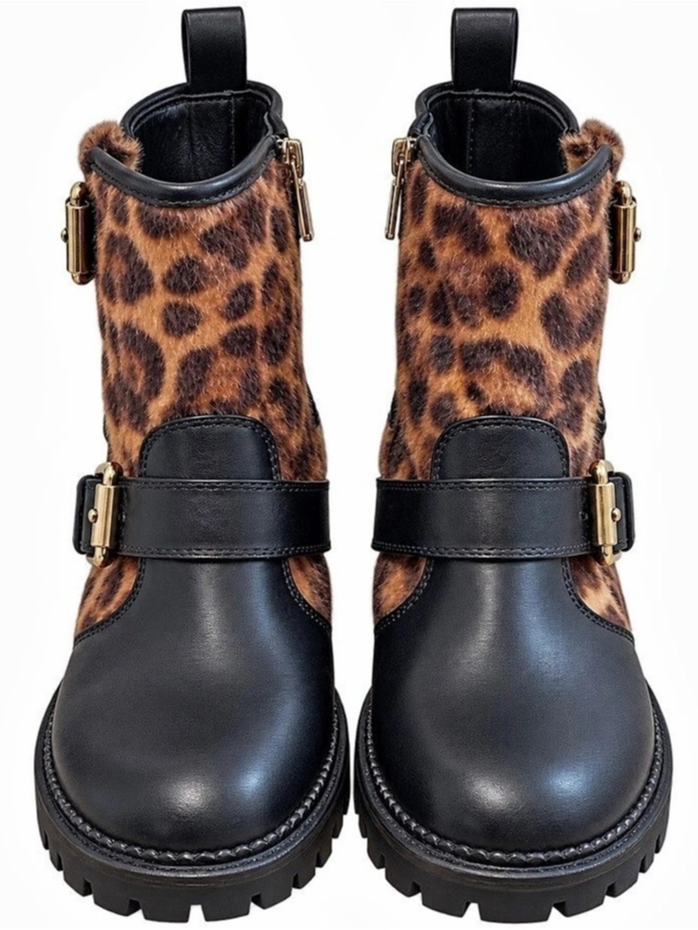 Nine West Leopard Print Combat Boots US 7M Like New